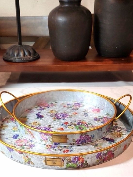 MacKenzie-Childs Other - Mackenzie Childs Flower Market Galvanized Serving Trays, Set of 2